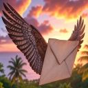envelope with hawk wings