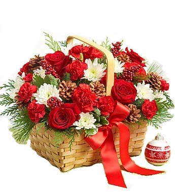 Basket of flowers at New Year