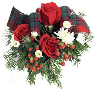 Christmas flowers from red roses and white gerberas