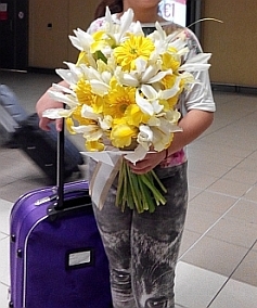 Client with flowers