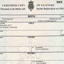 UK Birth Certificate