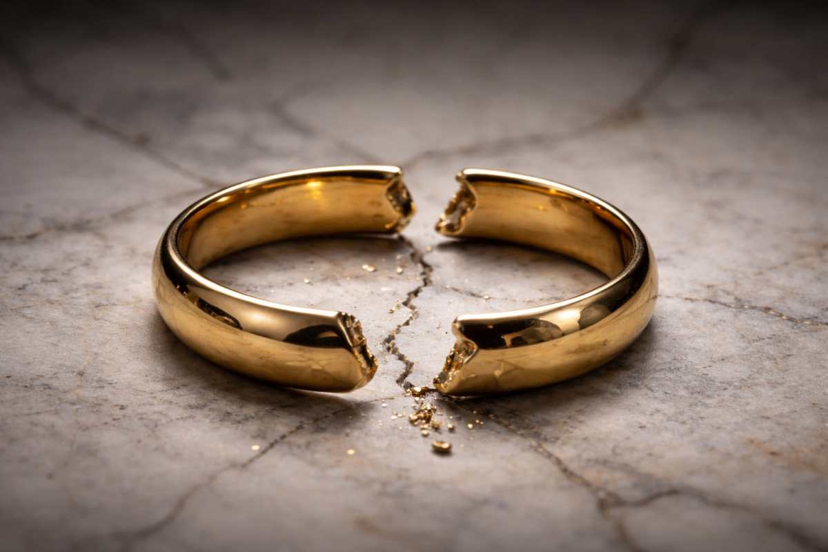 Обручальное кольцо расколото