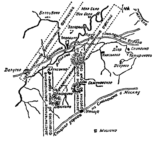 План предполагаемого сражения и план происшедшего сражения при Бородино
